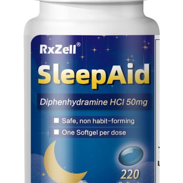 Sleep Aid, Diphenhydramine 50mg, Easy-to-Swallow Softgels, Supports Deeper Restful Sleeping, Non Habit-Forming (220 Counts)