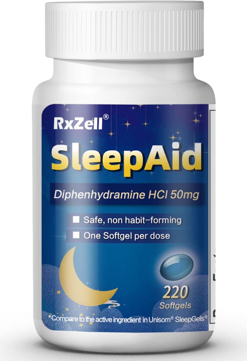 Sleep Aid, Diphenhydramine 50mg, Easy-to-Swallow Softgels, Supports Deeper Restful Sleeping, Non Habit-Forming (220 Counts) Sleep Aid, Diphenhydramine 50mg, Easy-to-Swallow Softgels, Supports Deeper Restful Sleeping, Non Habit-Forming (220 Counts)