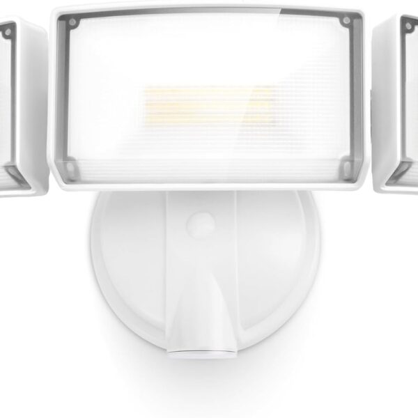 LUTEC 75W 8000 Lumen Floods Light Outdoor, Switch Controlled LED Security Lights with 3 Adjustable Heads, 5000K Daylight, IP65 Waterproof Exterior Flood Light for Outside Garage, Yard, Patio-White