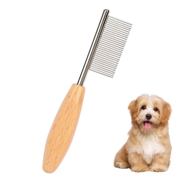 HOP Pet Face comb for Small Dogs,Eye Comb for Cats and Puppies, Fine Tooth Metal Comb with Wooden Handle, Tear Stain Removal and Eye Gunk Removal