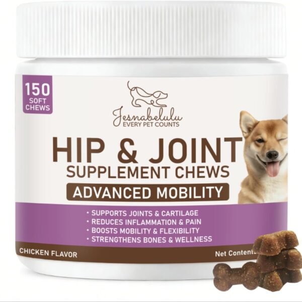 Joint Care Chews for Dogs-High Levels of Glucosamine, Green Lipped Mussels, Omega 3 and Turmeric - Hip and Joint Supplement for Dogs to Helps Ease Discomfort & Stiffness-150 Soft Chews