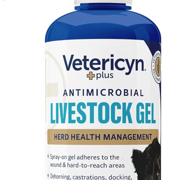 Vetericyn Plus Livestock Utility Gel Spray | Sprayable Hydrogel Wound Care, Teat Spray, Dermal Irritation Relief, Non-Toxic and Antibiotic-Free Formula, Safe for All Animals. 16 ounces