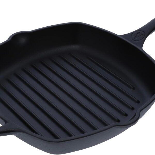 Victoria Cast Iron Grill Pan, Square Grill Pan, Cast Iron Griddle Pan, Seasoned with 100% Kosher-Certified, Non-GMO Flaxseed Oil, Black, 10 Inches
