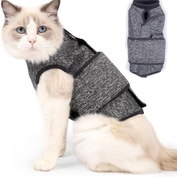 Pet Anxiety Jacket, Calming Vest with Adjustable Hook and Loop for Cats and Dogs, Soft Polyester Cotton Blend Fabric for Stress Relief During Thunder Fireworks and Travel