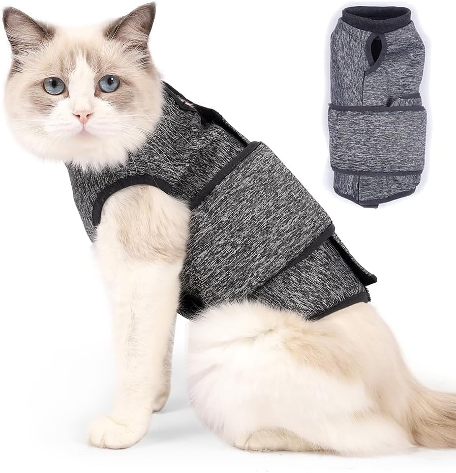 Pet Anxiety Jacket, Calming Vest with Adjustable Hook and Loop for Cats and Dogs, Soft Polyester Cotton Blend Fabric for Stress Relief During Thunder Fireworks and Travel Pet Anxiety Jacket, Calming Vest with Adjustable Hook and Loop for Cats and Dogs, Soft Polyester Cotton Blend Fabric for Stress Relief During Thunder Fireworks and Travel