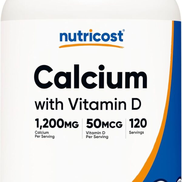 Nutricost Calcium with Vitamin D, 240 Tablets - Calcium (1200mg) Vitamin D (50mcg) Per Serving - Non-GMO, Gluten Free