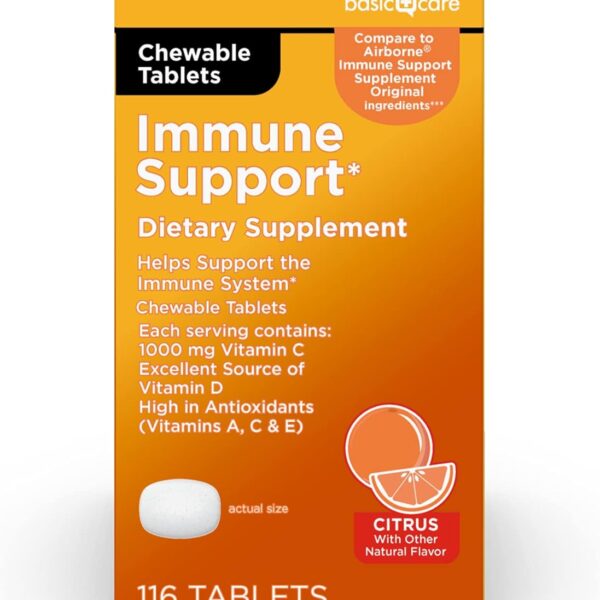 Amazon Basic Care - Chewable Tablets, Immune Support Citrus Chew Tablets, 116 Count