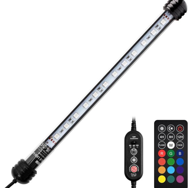 NICREW LED Aquarium Light, 11 Inches Submersible Fish Tank Light, Waterproof Underwater Light with Multicolor Option