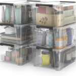 WYT Clear Storage Latch Bins, 6-Pack Storage Organizer Box with Handle and Lids, 5-Litre