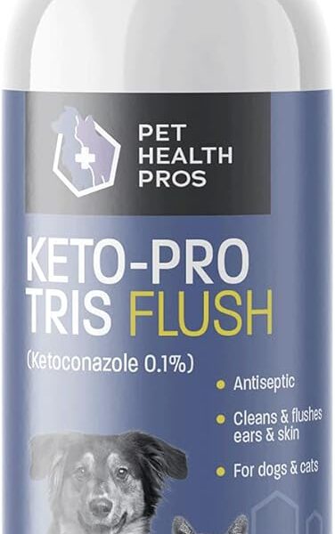 Keto-Pro Tris Flush - Dog Ear Cleaner Solution Dog Ear Wash - Cat and Dog Ear Drops for Odor and Dog Ear Treatment - Cat Ear Cleaner Dog - 12 oz