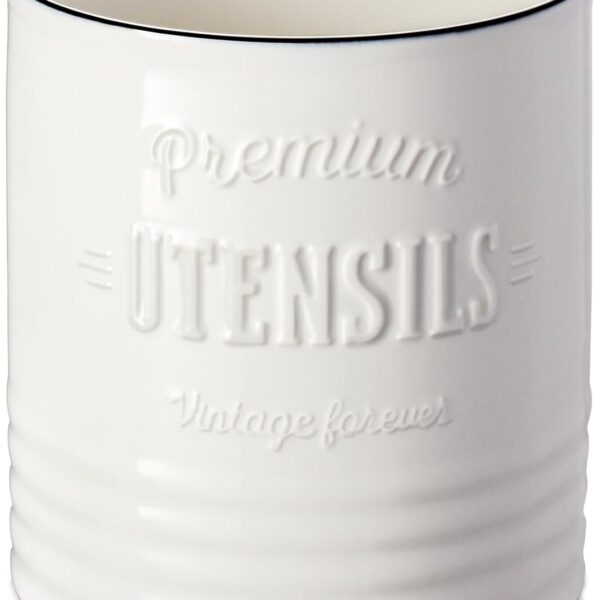 DOWAN 7.2 Extra Large Kitchen Utensil Holder, Farmhouse Utensil Holder for Countertop, Ceramic Utensil Crock with Protection Cork Mat, Utensil Organizer for Kitchen Decor & Housewarming Gift, White