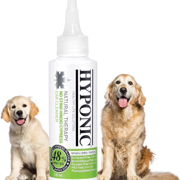 HYPONIC Premium No-Sting Hinoki Cypress Ear Cleaner (for All Dogs) - Dog Ear Cleaning Solution, Cleans and Removes Odors (4.06 oz)