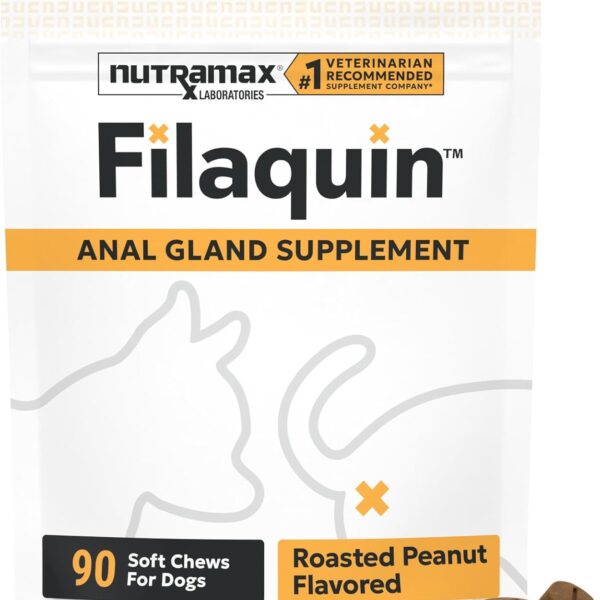 Nutramax Filaquin Anal Gland Supplement for Dogs, from The Same Company as Cosequin & Proviable, with Pre & Postbiotics and Psyllium Husk Fiber to Support Anal Gland Health, 90 Count Soft Chews