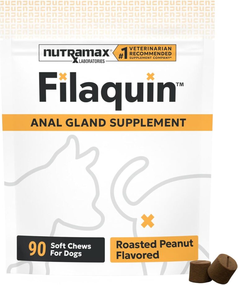 Nutramax Filaquin Anal Gland Supplement for Dogs, from The Same Company as Cosequin & Proviable, with Pre & Postbiotics and Psyllium Husk Fiber to Support Anal Gland Health, 90 Count Soft Chews
