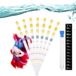 8 in 1 Aquarium Test Kit Fish Tank Test Strips Accurate Water Quality Testing Strips for Ammonia PH Total Alkalinity Carbonate Hardness Free Chlorine Nitrate Nitrite Temperature (100 Strips)