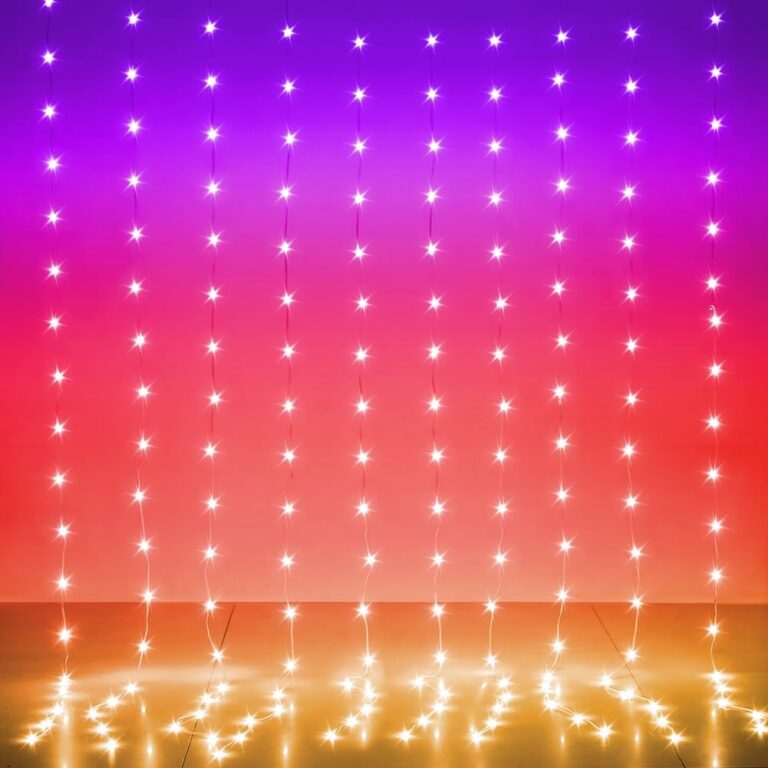 LED Curtain Lights, 6.6ft x 6.6ft 200 LED RGB Color Changing String Fairy Lights Curtain Smart APP Control, Music &Voice Sync for Bedroom Backdrop Wall Indoor Outdoor Christmas Decorations