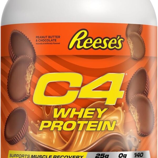 Cellucor C4 Whey Protein Powder, Reese's Peanut Butter & Chocolate - 25g Protein, 0g Added Sugar, 140 Calories Per Serving, Supports Muscle Recovery, 28 Servings, Premium Whey for Post-Workout