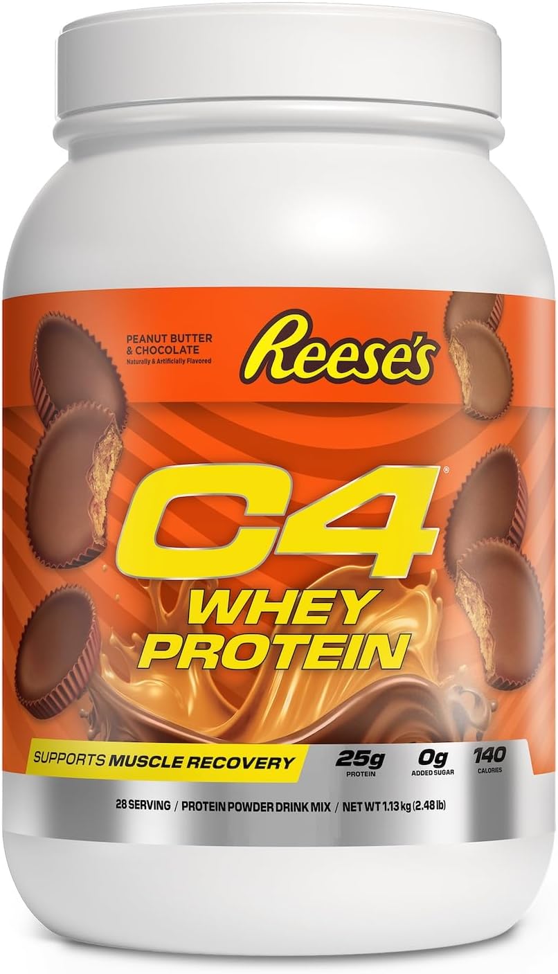 Cellucor C4 Whey Protein Powder, Reese's Peanut Butter & Chocolate - 25g Protein, 0g Added Sugar, 140 Calories Per Serving, Supports Muscle Recovery, 28 Servings, Premium Whey for Post-Workout Cellucor C4 Whey Protein Powder, Reese's Peanut Butter & Chocolate - 25g Protein, 0g Added Sugar, 140 Calories Per Serving, Supports Muscle Recovery, 28 Servings, Premium Whey for Post-Workout