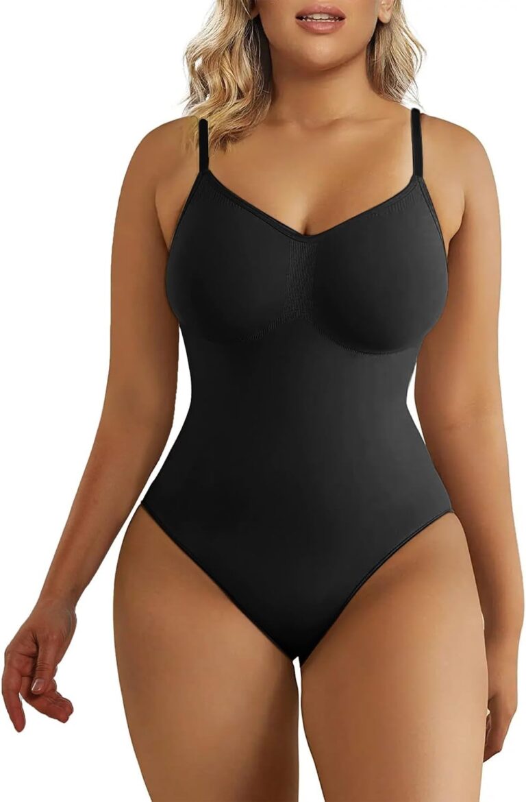 SHAPERX Women's Seamless Shapewear Bodysuit Tummy Control Body Shaper Waist Defining Body Suit