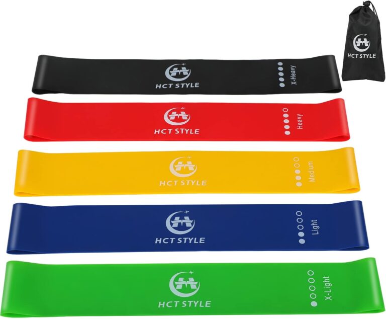 Resistance Bands for Working Out  5 Exercise Bands with Different Levels, Natural Latex Workout Bands for Home Gym, Yoga, Pilates & Physical Therapy