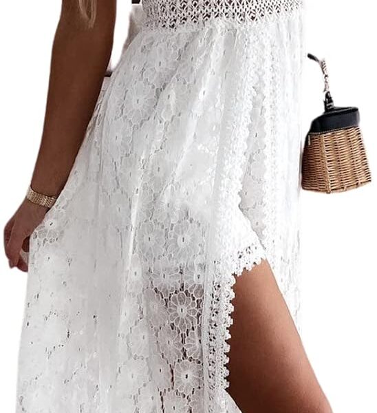 CUPSHE Women's Ruching Smocking Jumpsuit Summer Slip V Neck Backless Maxi High Low