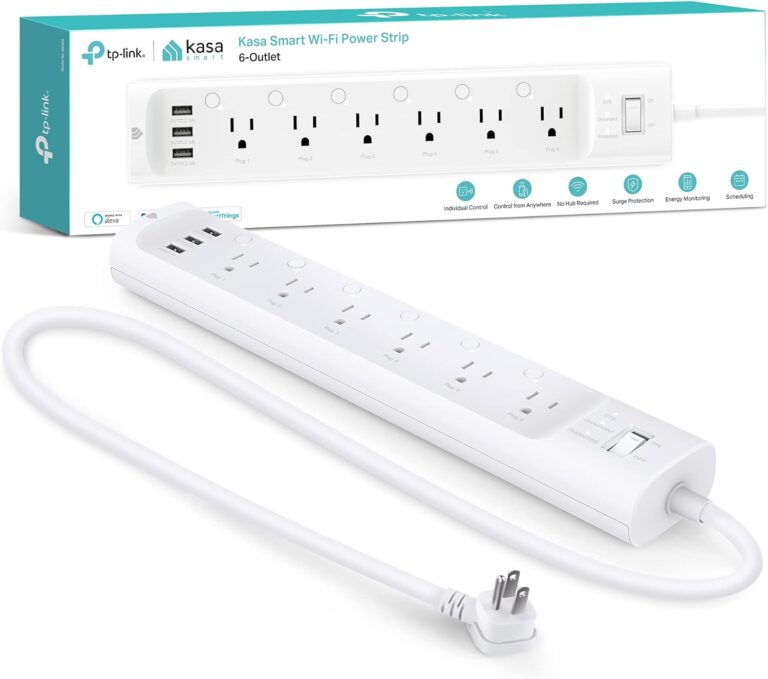 Kasa Smart Plug Power Strip HS300, Surge Protector with 6 Individually Controlled Smart Outlets and 3 USB Ports, Works with Alexa & Google Home, No Hub Required