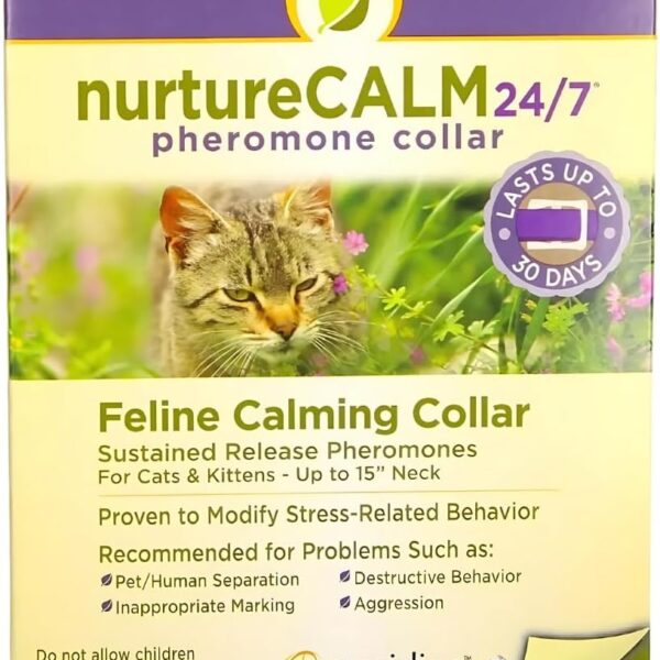 NurtureCALM 24/7 Feline Calming Pheromone Collar (Upto 15" Neck) | Limited Edition