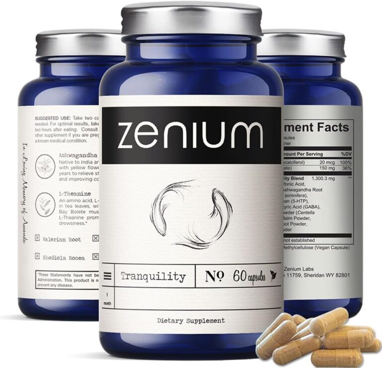 Zenium - Relieve Stress, Tension, Worry, Nervousness, & Irritability | Calm The Mind & Body | Ayurvedic | Natural Relief Supplement | Boosts Mood | Ashwagandha, L-Theanine, GABA, Rhodiola |60 Capsules