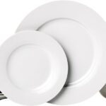Amazon Basics Porcelain Dinnerware Set, Microwave and Dishwasher Safe, Service for 6, 18-Piece, Plates, Bowls, White