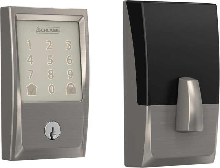 Schlage Encode Smart Wi-Fi Deadbolt Lock with Touchscreen Keypad, Keyless Front Door Entry, App Control, Alexa, Google Home and Airbnb Compatible, Satin Nickel, BE489WB CEN 619