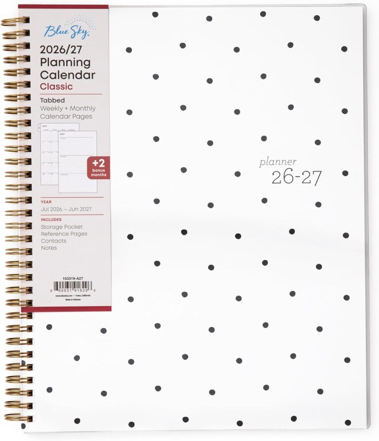 Blue Sky 2026-2027 Weekly and Monthly Academic Year Planner Calendar, July 2026 - June 2027, 8.5" x 11", Flexible Cover, Wirebound, Laminated Tabs, Storage Pocket, Pippi