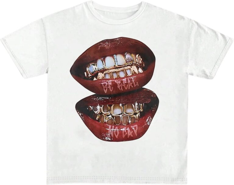 Verdusa Women's Lips Print Graphic Tees Short Sleeve Y2k Tops T Shirts 2000s Clothing Streetwear