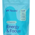 Neuro Energy & Focus Gum - 40mg Natural Caffeine Gum & Nootropic Energy Supplement with L-Theanine & B Vitamins - Sugar Free, Vegan - Peppermint, 90ct