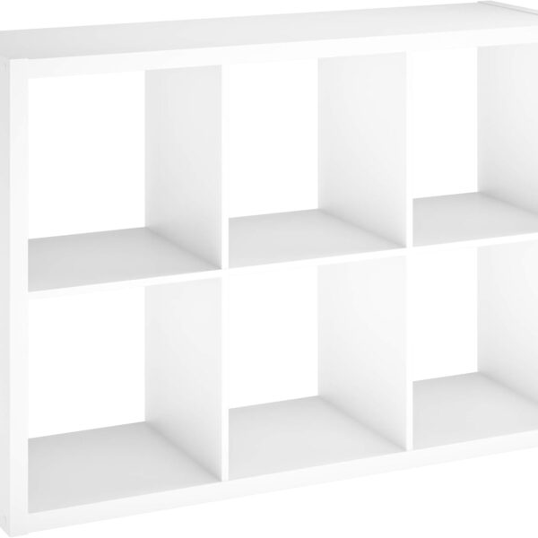 ClosetMaid 6 Cube Storage Shelf Organizer Bookshelf with Open Back, Vertical or Horizontal, Easy Assembly, Wood, White Finish