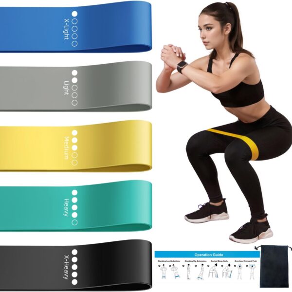 Resistance Loop Exercise Bands for Home Fitness, Yoga Pilates, Stretching, Strength Training, and Physical Therapy - Elastic Bands Set Workout Bands for Women&Men (5pcs Set)