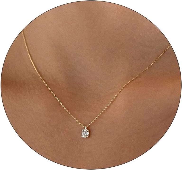 LEXODY Diamond Necklaces for Women, Dainty 14k Gold Plated Leaf Pendant Necklace Layered CZ Necklace Simple Choker Necklaces for Women Trendy Jewelry Gifts