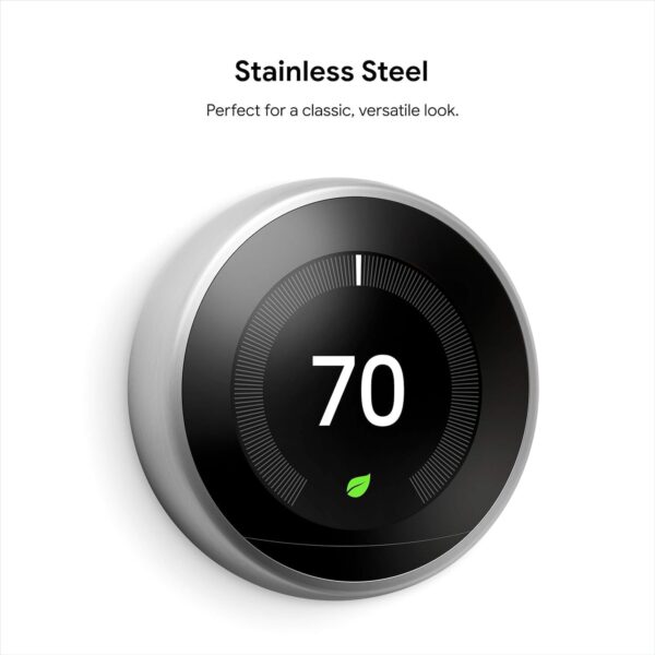 Google Nest Learning Thermostat - 3rd Gen - Programmable Smart Thermostat for Home - Compatible with Alexa (Stainless Steel)