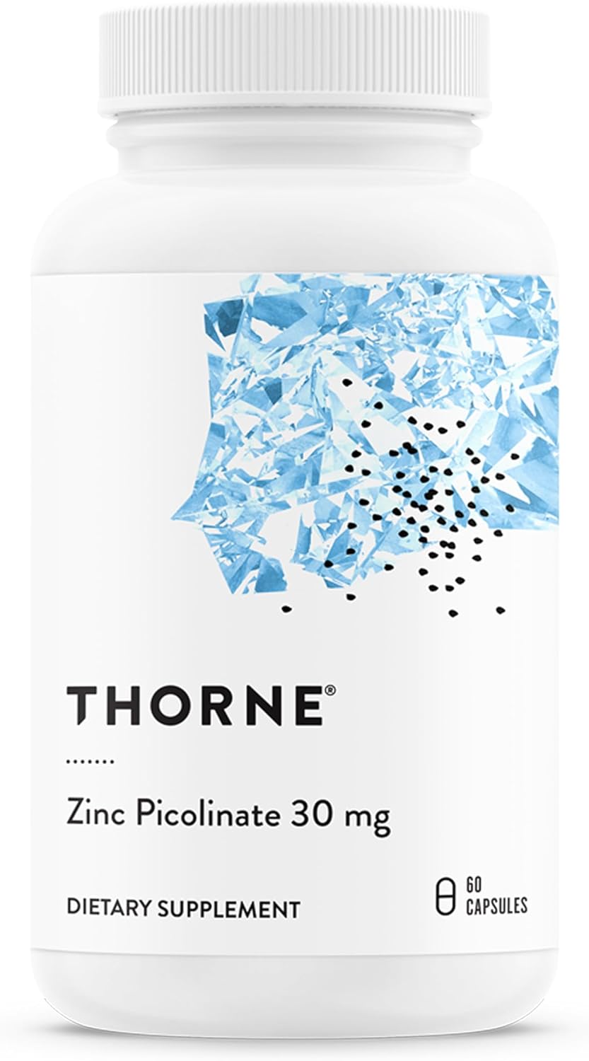 THORNE - Zinc Picolinate 30 mg - Well-Absorbed Zinc Supplement for Growth and Immune Function - Promotes Healthy Skin & Eyes* - Third-Party Certified - Gluten, Dairy & Soy-Free - 60 Capsules THORNE - Zinc Picolinate 30 mg - Well-Absorbed Zinc Supplement for Growth and Immune Function - Promotes Healthy Skin & Eyes* - Third-Party Certified - Gluten, Dairy & Soy-Free - 60 Capsules