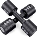 EAST MOUNT Adjustable Dumbbells 5 lb Dumbbells Set of 2 / Pair 10 lb Total Free Weights 6 in 1 Women Hand Weights for Home,Office,Gym Exercise Training 2lb 3lb 4lb 5lb Fast Adjust