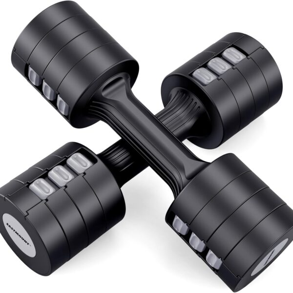 EAST MOUNT Adjustable Dumbbells 5 lb Dumbbells Set of 2 / Pair 10 lb Total Free Weights 6 in 1 Women Hand Weights for Home,Office,Gym Exercise Training 2lb 3lb 4lb 5lb Fast Adjust