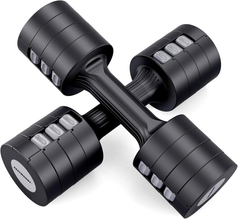 EAST MOUNT Adjustable Dumbbells 5 lb Dumbbells Set of 2 / Pair 10 lb Total Free Weights 6 in 1 Women Hand Weights for Home,Office,Gym Exercise Training 2lb 3lb 4lb 5lb Fast Adjust