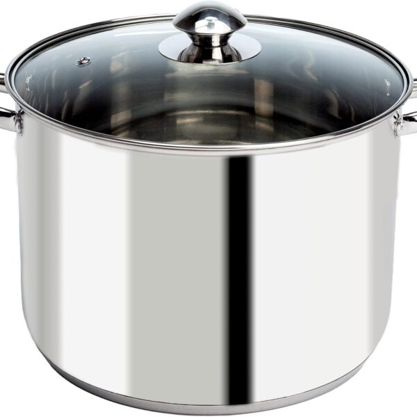 Ecolution Stainless Steel Stock Pot, Encapsulated Induction Ready Cooking Pot with Glass Lid, Oven Safe, Dishwasher Safe Soup Pot, 8-Quart