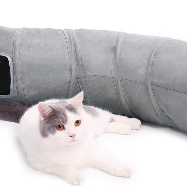 PAWZ Road Cat Tunnel Collapsible S Shape Cat Tunnels for Indoor Cats Cat Play Tube 51 Inches Long 10.5 Inches in Diameter