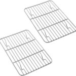 P&P CHEF Cooling Baking Rack Pack of 2, Stainless Steel Cooling Racks for Cooking Baking Roasting Grilling Drying, Dense Wires & Smooth Edge, Easy to clean, Silver, 8.6" x 6.2"