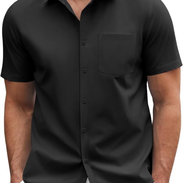 COOFANDY Men's Short Sleeve Casual Button Down Shirt Business Untucked Dress Shirts with Pocket