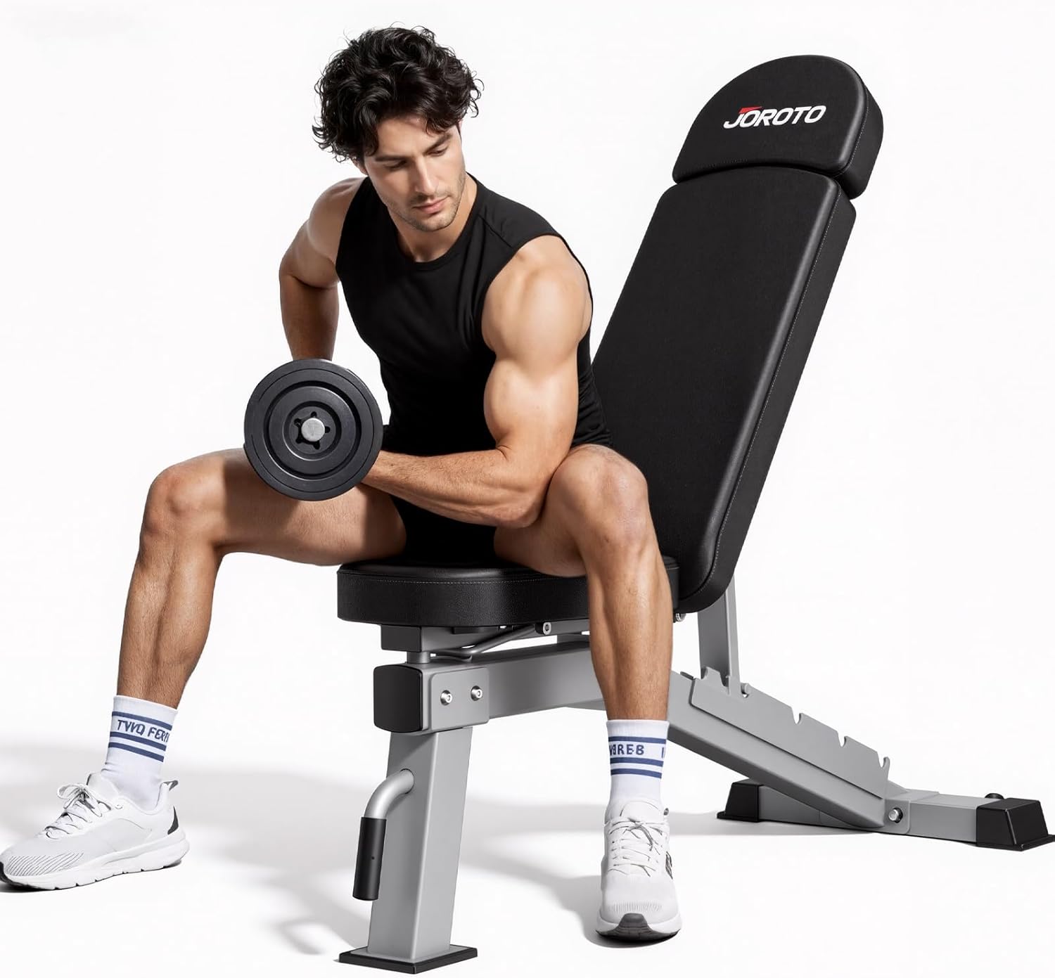 JOROTO Adjustable Weight Bench, 1300LBS Workout Bench for Home Gym Strength Training, Incline Decline Flat Bench Press with Wheels and Extended Backrest, Foldable Exercise Bench for Full Body Workout JOROTO Adjustable Weight Bench, 1300LBS Workout Bench for Home Gym Strength Training, Incline Decline Flat Bench Press with Wheels and Extended Backrest, Foldable Exercise Bench for Full Body Workout