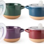 AmorArc 24 Ounces Soup Bowls with Large Handles and Lids, Stoneware Bowls Set of 4 for Soup, Cereal, Stew, Noodle, Colourful Ceramic Kitchen Bowls, Microwave&Dishwasher Safe, Multicolor
