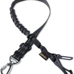 AUBELL Dog Seat Belt for Car,Updated 3-in-1 Adjustable Reflective Bungee Heavy Duty Dog Car Harness Tether with Clip Hook Latch & Buckle,Swivel Zinc Alloy Carabiner,Black