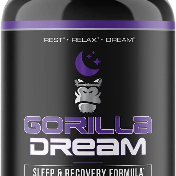 Gorilla Mind Dream Sleep Supplement (120 Capsules) - Nootropic Infused Comprehensive Sleep & Recovery Supplement - GABA, Melatonin, Valerian Root, Magnesium, L-Theanine, Sensoril, Ashwagandha & More