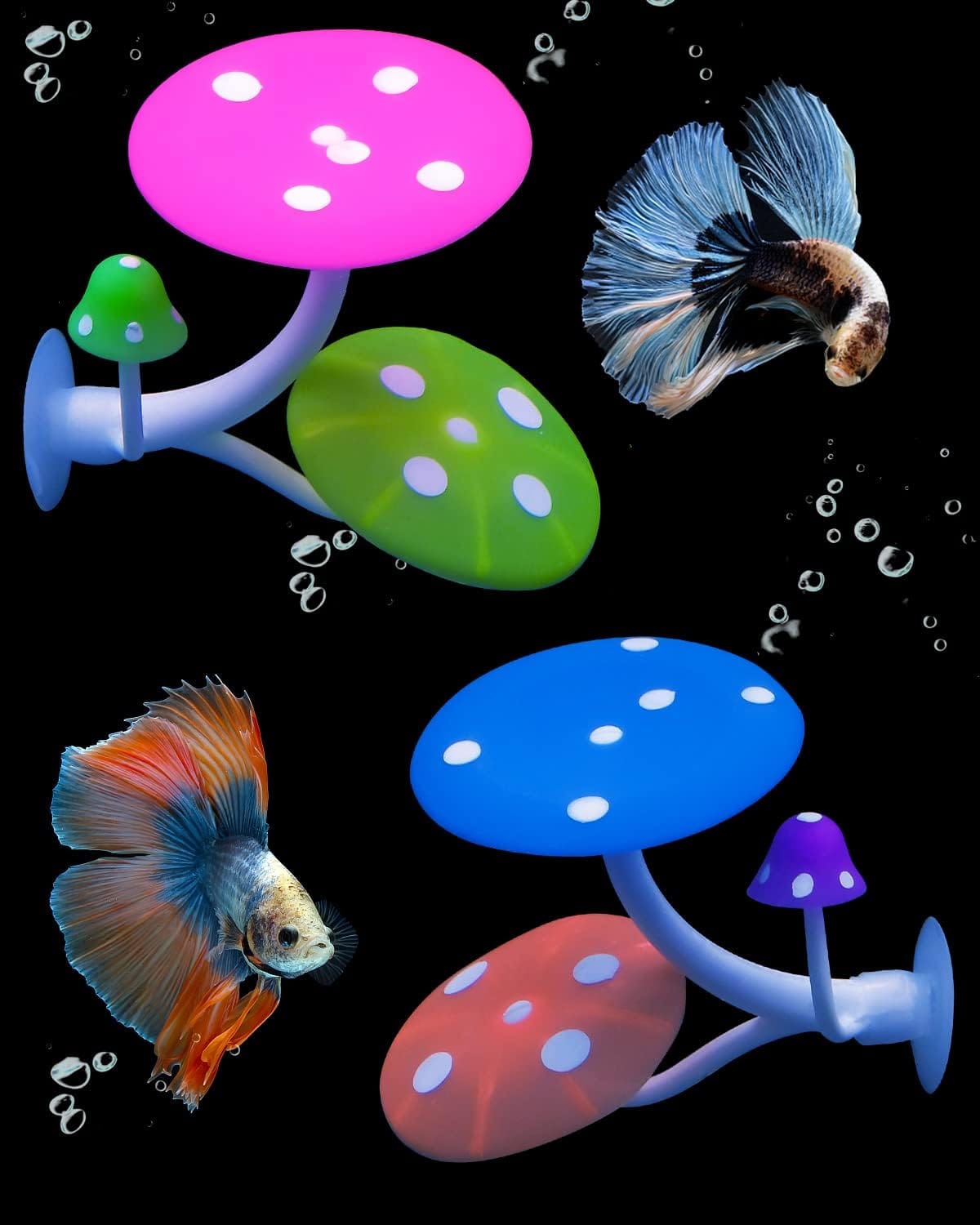 Uniclife Betta Mushroom Hammock Soft Aquarium Rest Bed Fish Breeding Playing Pad with Suction Cup Silicone Ornament Decoration Colorful Lifelike Decor for Fish Tank Landscape, 2 Pack Uniclife Betta Mushroom Hammock Soft Aquarium Rest Bed Fish Breeding Playing Pad with Suction Cup Silicone Ornament Decoration Colorful Lifelike Decor for Fish Tank Landscape, 2 Pack